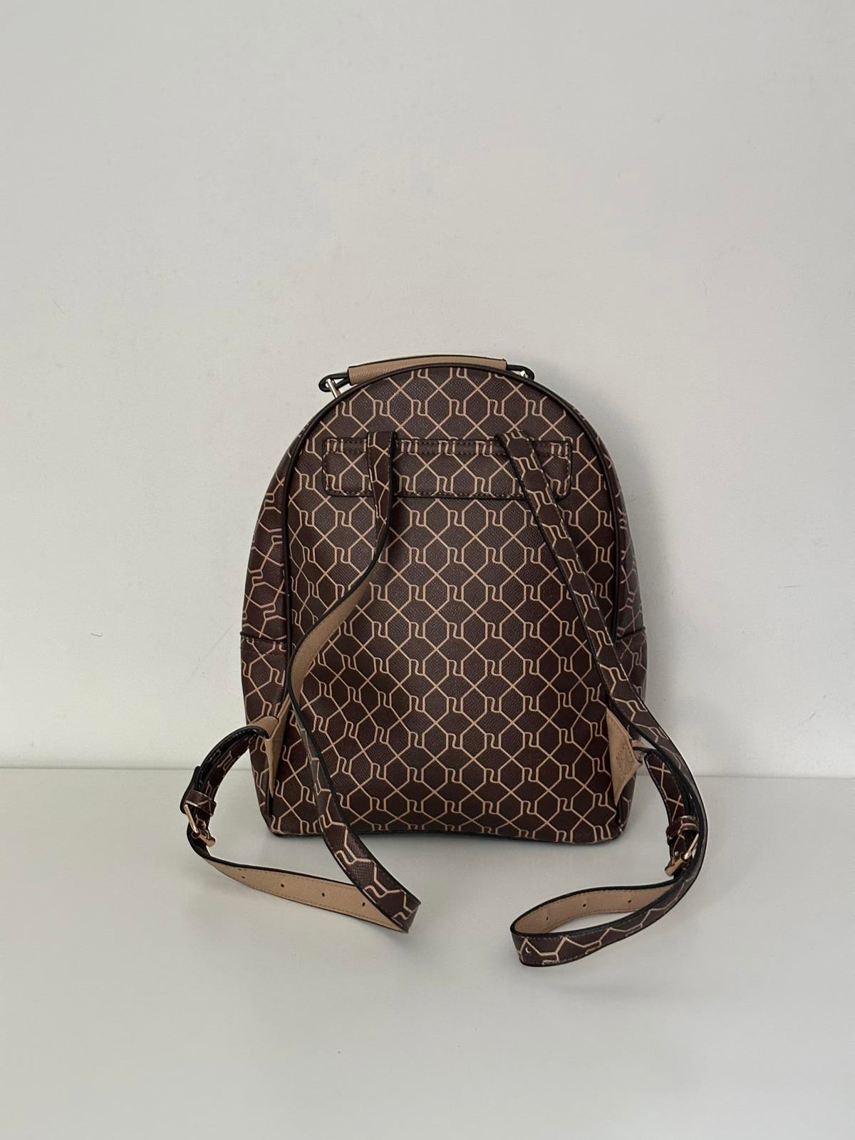 River Island Brown Monogram Backpack with Snake Print Detail
