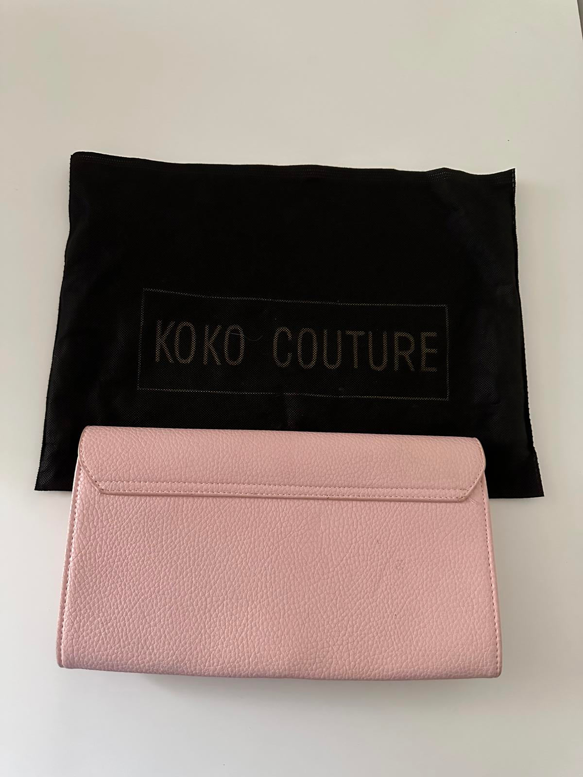 Koko Couture Pink Clutch Bag with Gold Ring Detail