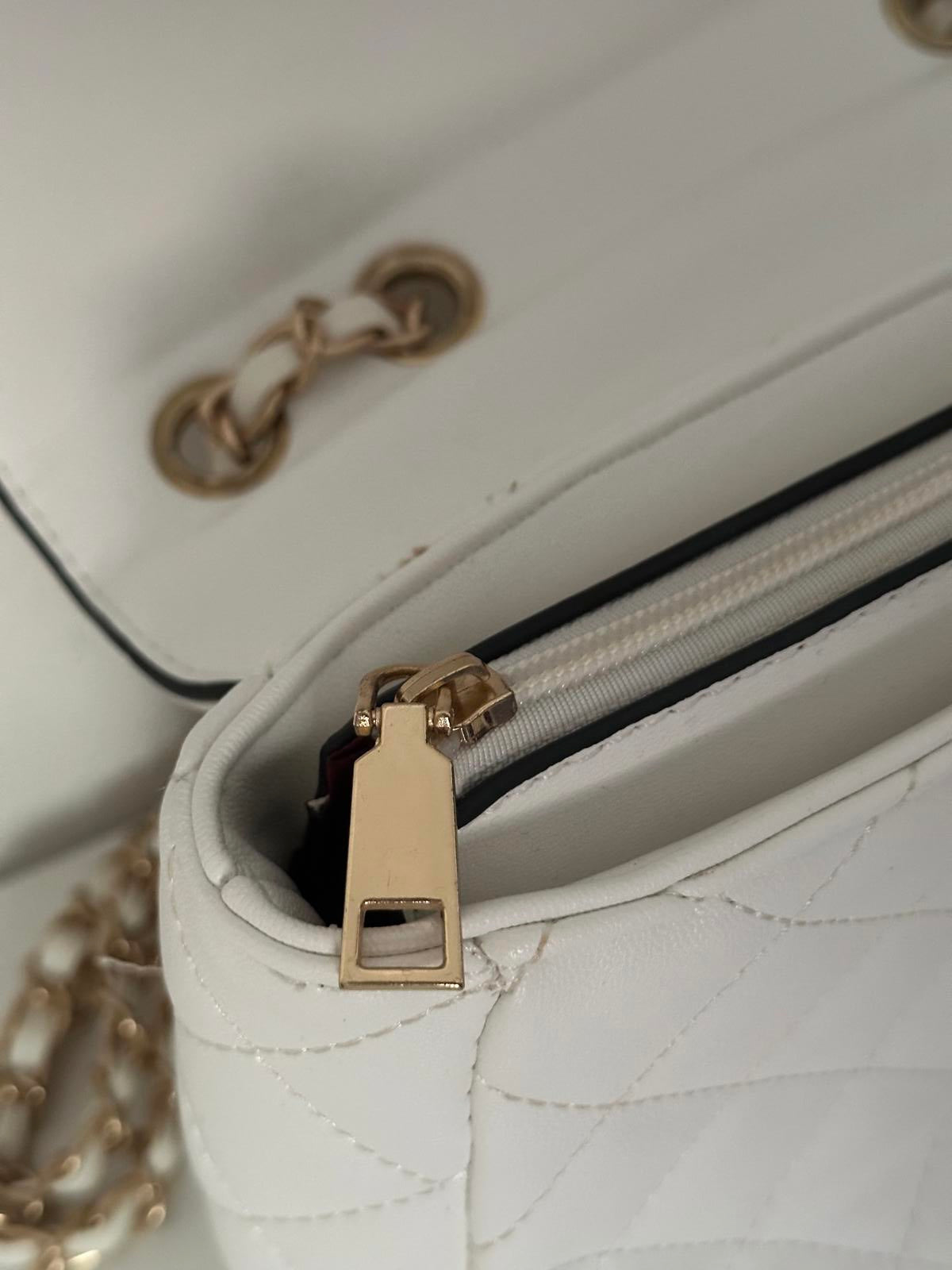 Chanel Classic Quilted White Shoulder Bag with Gold Chain Strap