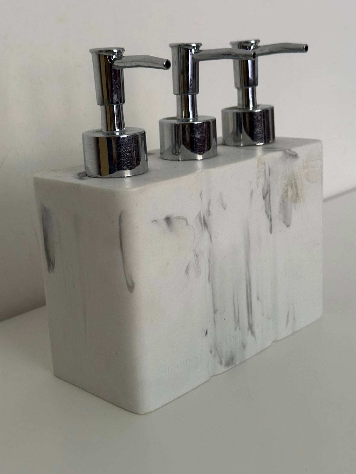 Marble Effect Trio Soap Dispenser – Shampoo, Conditioner & Body Wash