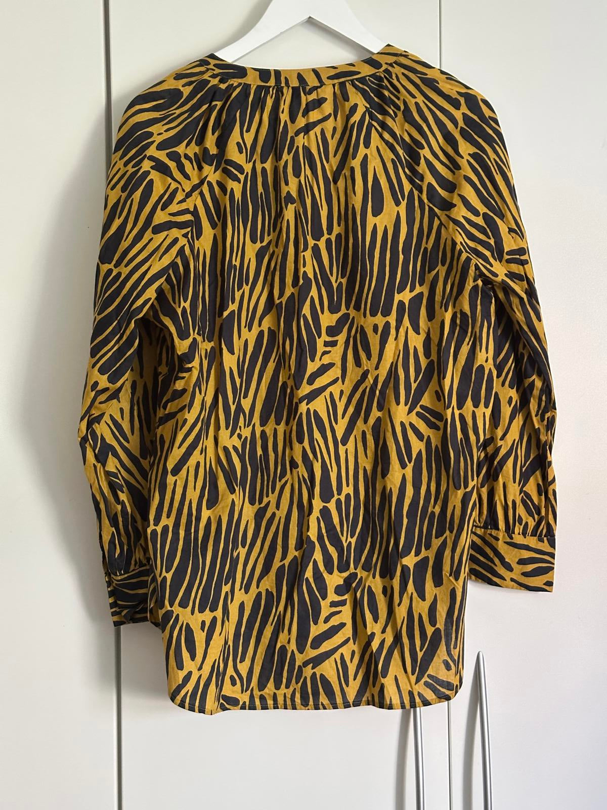 Next mustard & black animal print cotton blouse – UK 16
