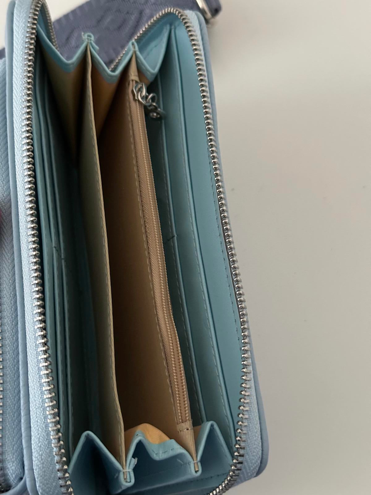 Long & Son Crossbody Bag with Wide Strap + Coin Pouch – Baby Blue
