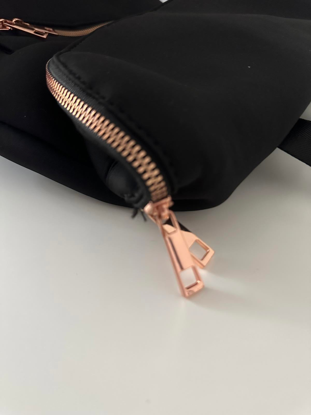 New Look Black Backpack with Rose Gold Zip Detail