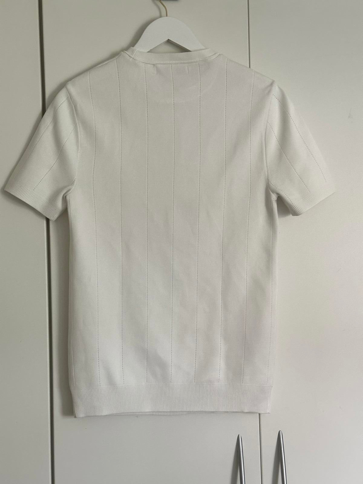 River Island White Ribbed Slim Fit Short Sleeve T-Shirt – Men's Size M