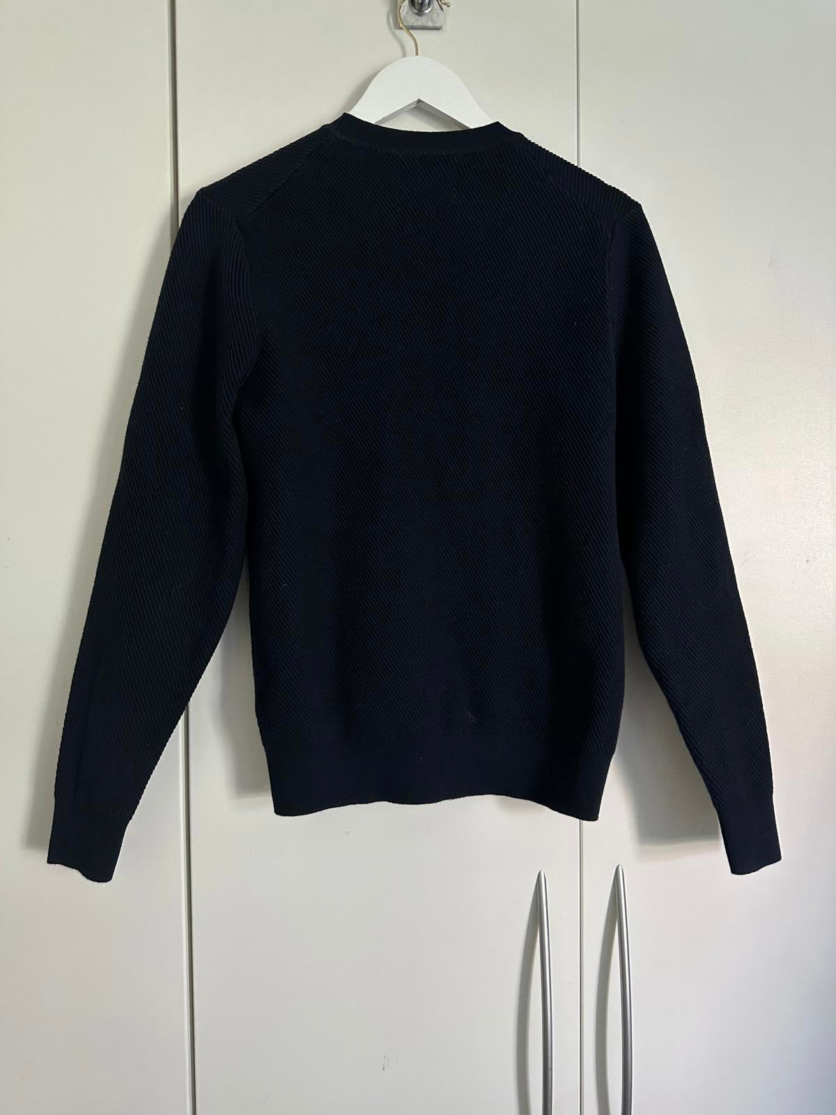 M&S Navy Cotton Blend Textured Knit Jumper – Size S