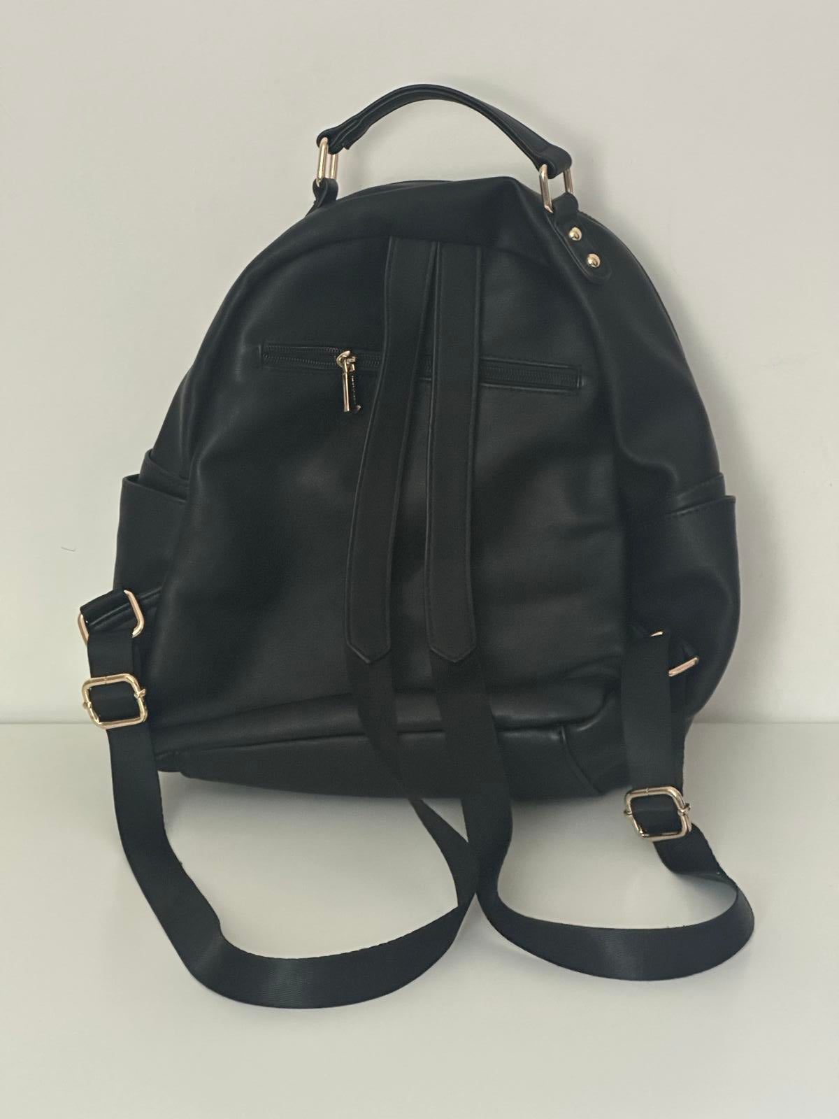 Urban Originals Black Faux Leather Backpack with Gold Hardware