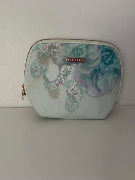 Ted Baker Mint Floral Cosmetic Bag with Rose Gold Details