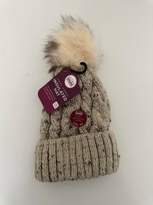 Ultra Snugg Ladies Thermal Insulated Hat with Faux Fur Pom Pom