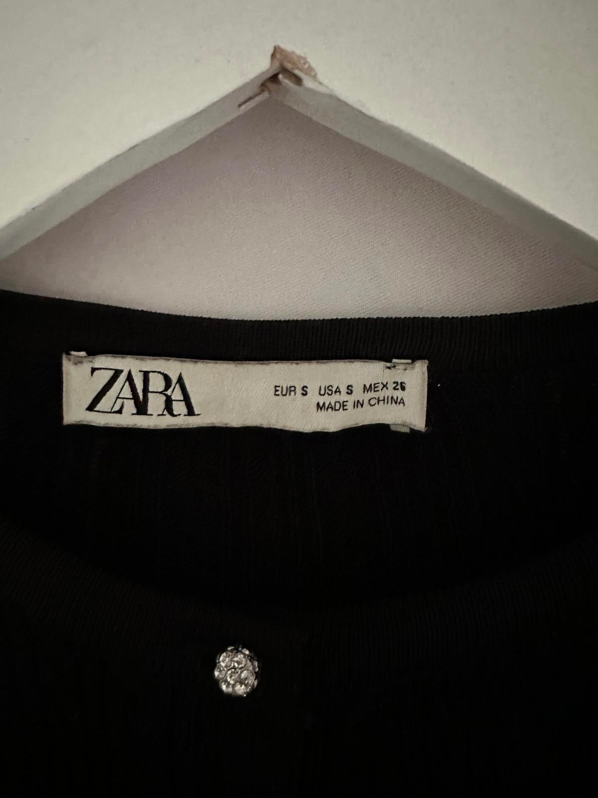 ZARA Black Knit Cardigan with Crystal Buttons Size S