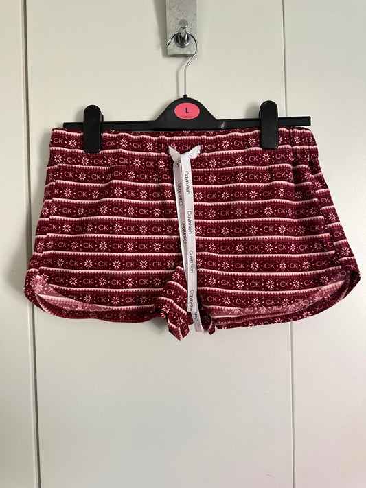 Calvin Klein Women's Festive Print Sleep Shorts – Red & White