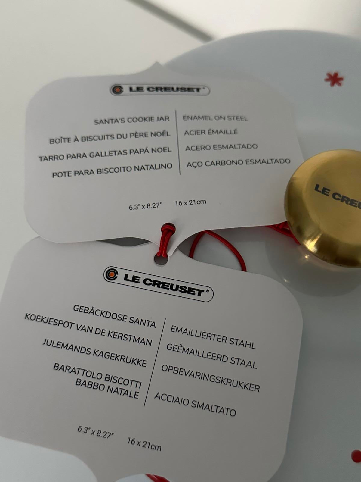 Le Creuset Noël “Santa’s Cookie Jar” 4.0L White/Red with Gold Knob