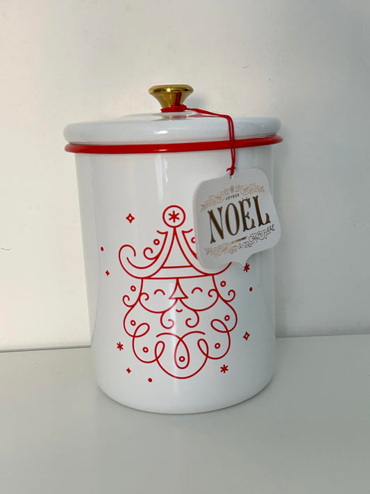 Le Creuset Noël “Santa’s Cookie Jar” 4.0L White/Red with Gold Knob