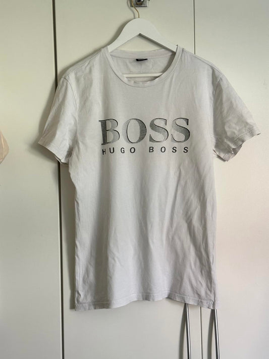 Hugo Boss White Logo Regular Fit T-Shirt – Size L