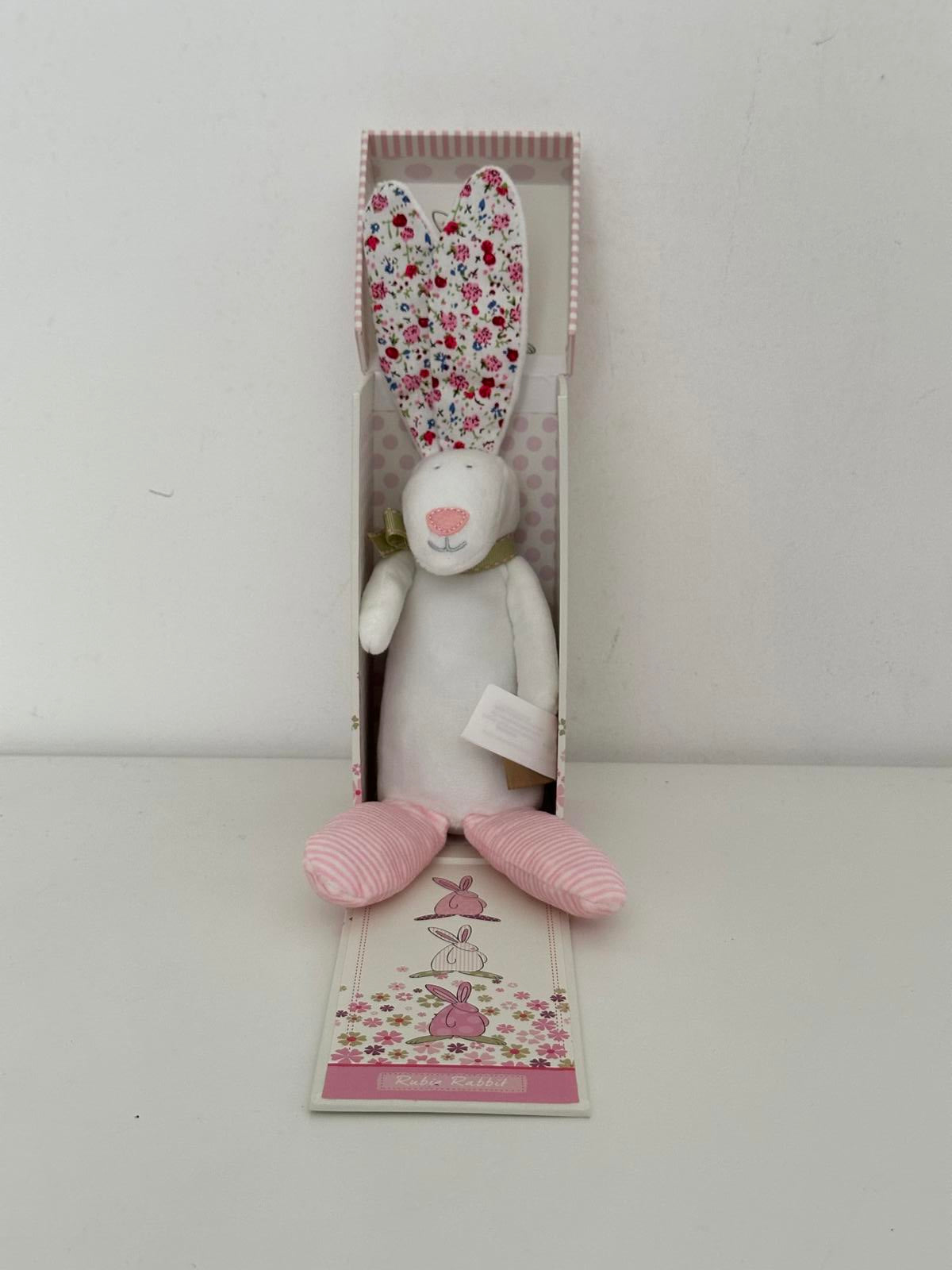 Rufus Rabbit ‘Rubie Rabbit’ Baby Rattle – Gift Boxed