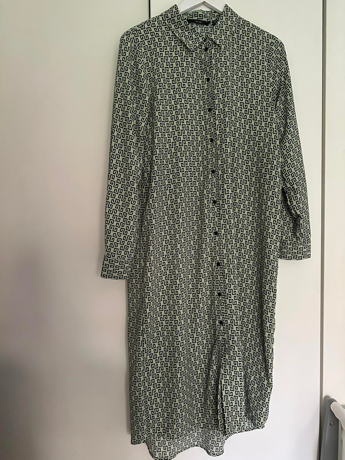 Vero Moda Geometric Shirt Dress Button-Through Midi, Collared, Long Sleeve