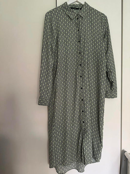 Vero Moda Geometric Shirt Dress Button-Through Midi, Collared, Long Sleeve