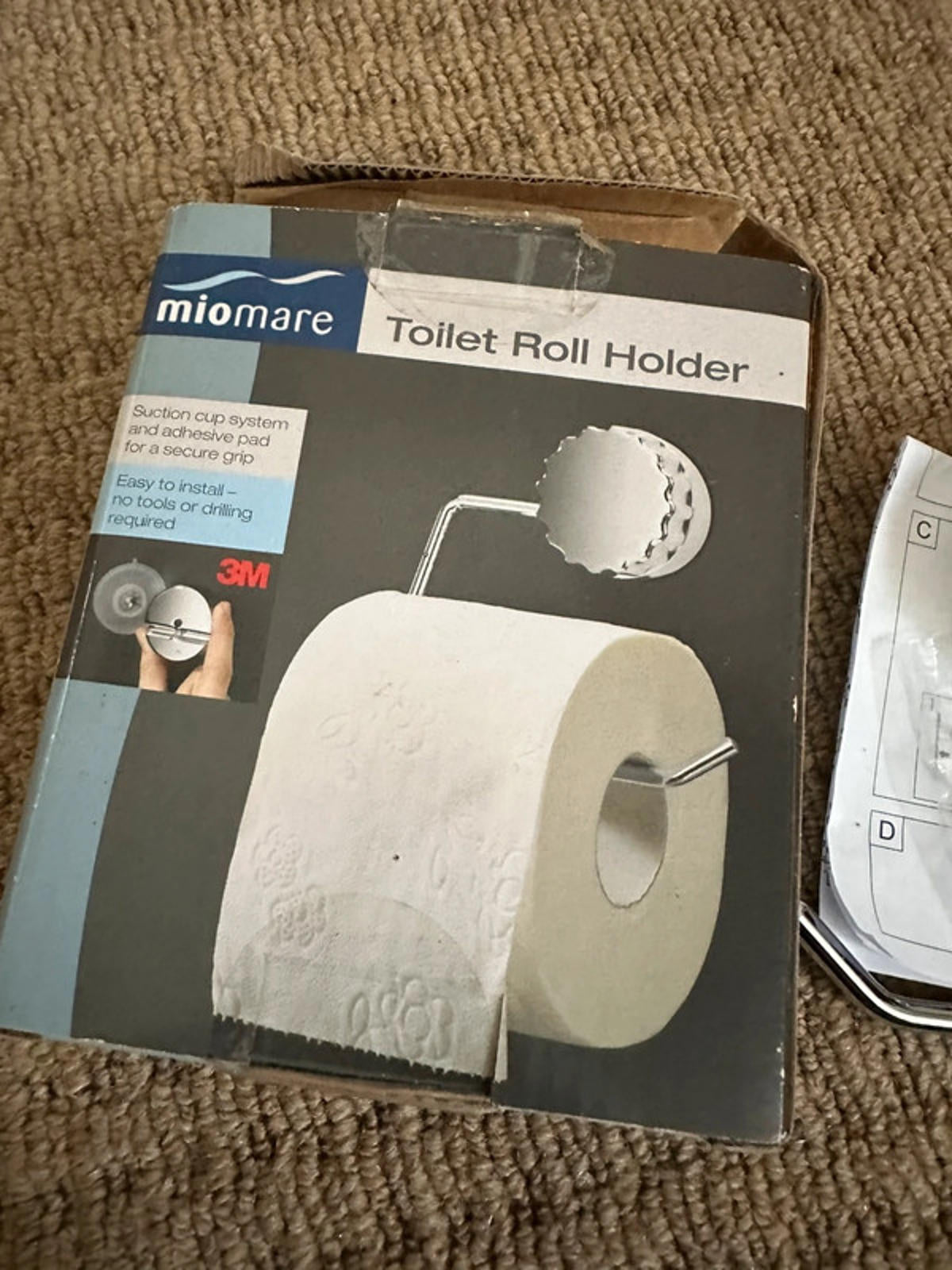 MioMare Toilet Roll Holder - Suction Cup & Adhesive