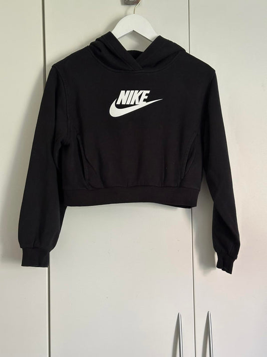 Nike Black Cropped Hoodie – Youth Size Large (146–156cm)