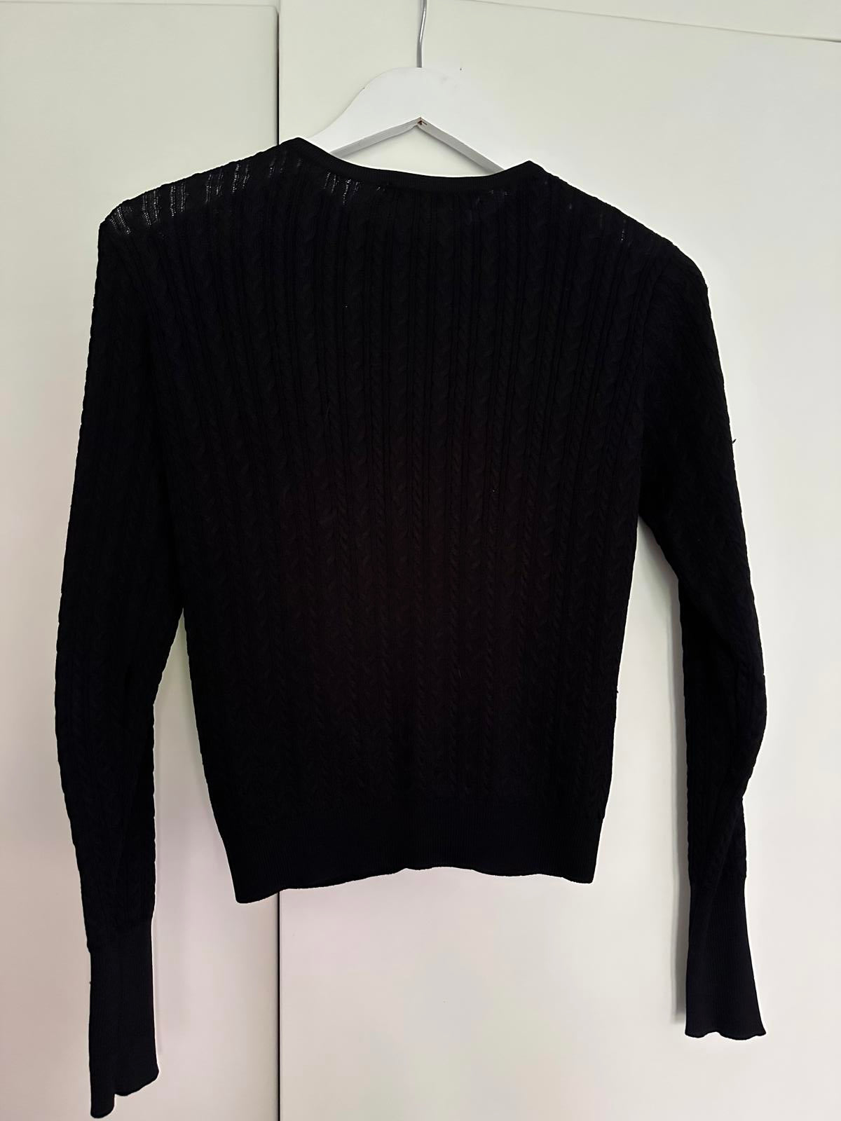 ZARA Black Knit Cardigan with Crystal Buttons Size S