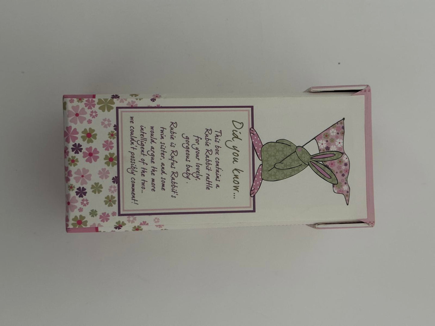Rufus Rabbit ‘Rubie Rabbit’ Baby Rattle – Gift Boxed
