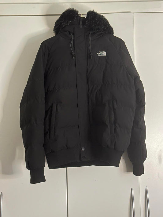 The North Face Black Puffer Jacket with Faux Fur Hood – Size L