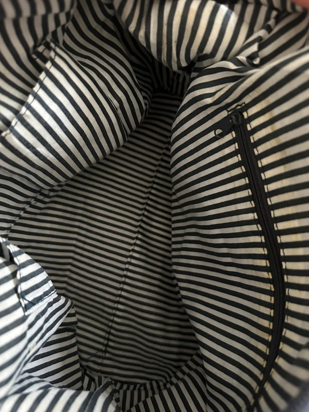 Two-Tone Canvas and Faux Leather Shoulder Bag