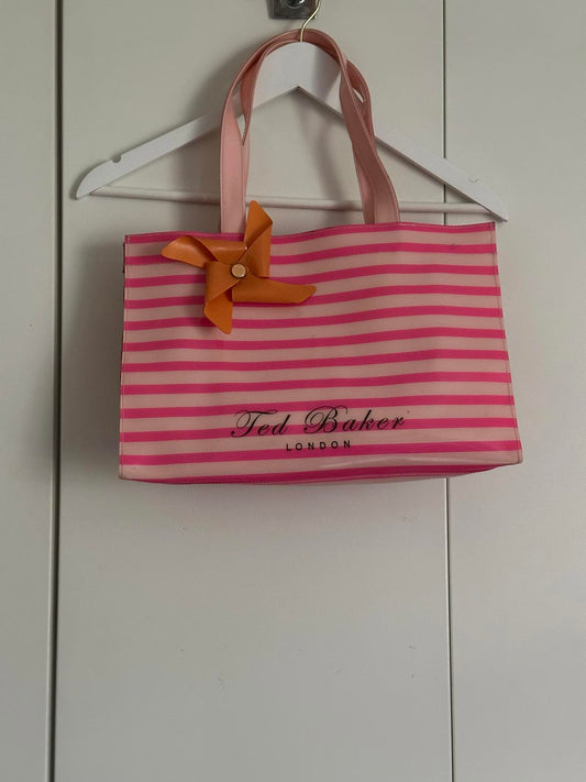 Ted Baker Striped Tote Bag with Pinwheel Bow