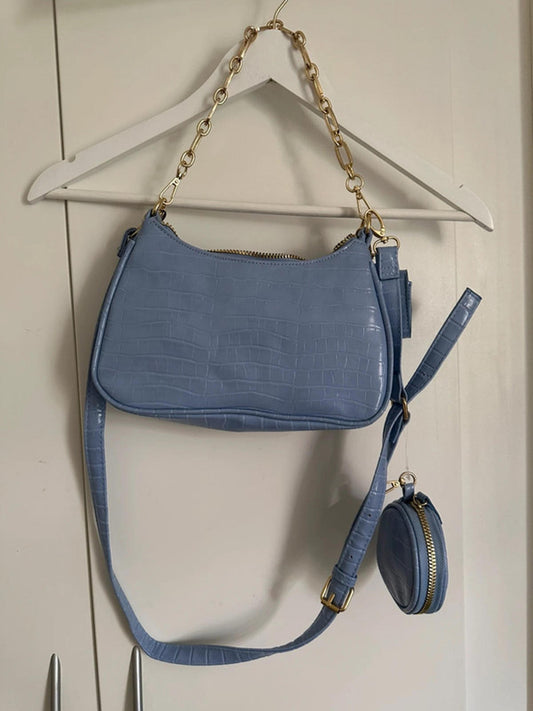 Blue & Gold Shoulder Bag with Strap