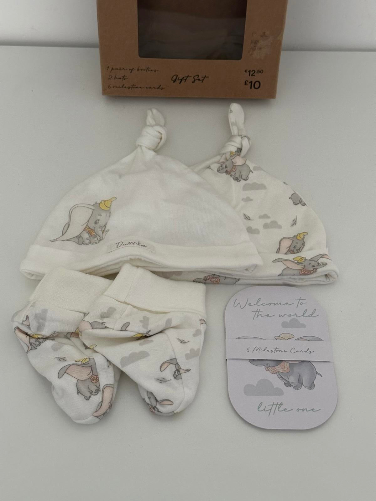 Disney Baby Dumbo 3-Piece Gift Set with Milestone Cards – 3-6 Months