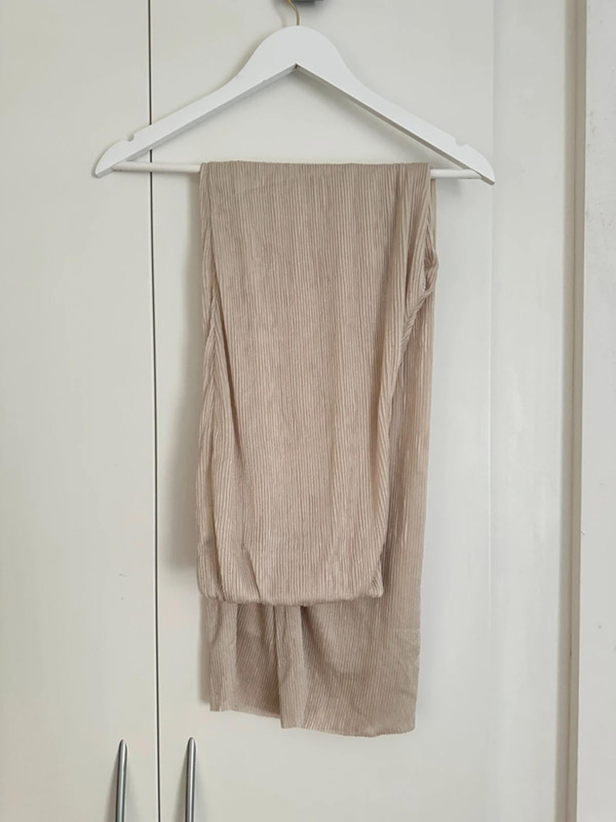 Kumsal Beige Ribbed Co-ord Set (Shirt + Trousers)