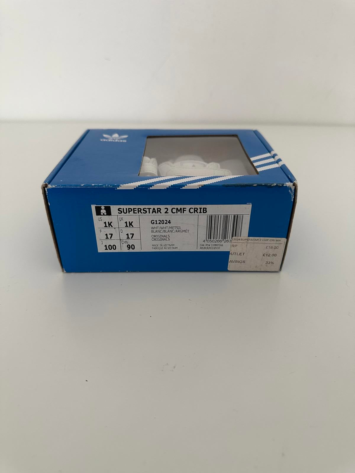 Adidas Originals Superstar 2 CMF Crib Baby Shoes – White/Metallic Silver (1K)