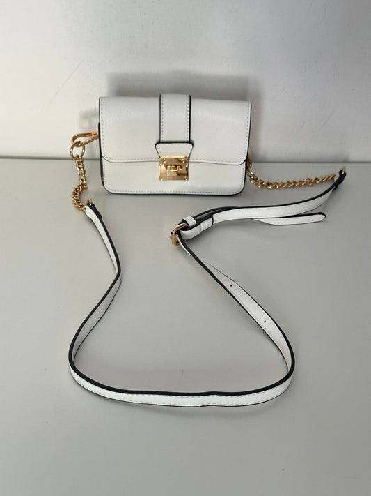 Accessorize White Crossbody Bag with Gold Chain Strap – Chic & Compact