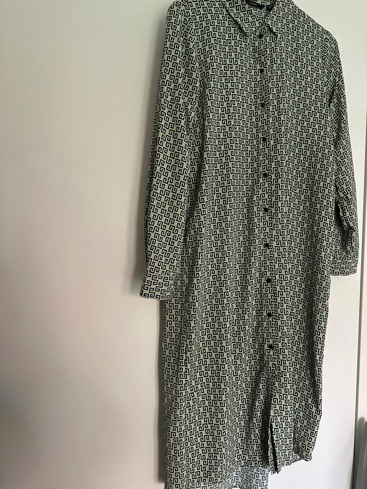 Vero Moda Geometric Shirt Dress Button-Through Midi, Collared, Long Sleeve