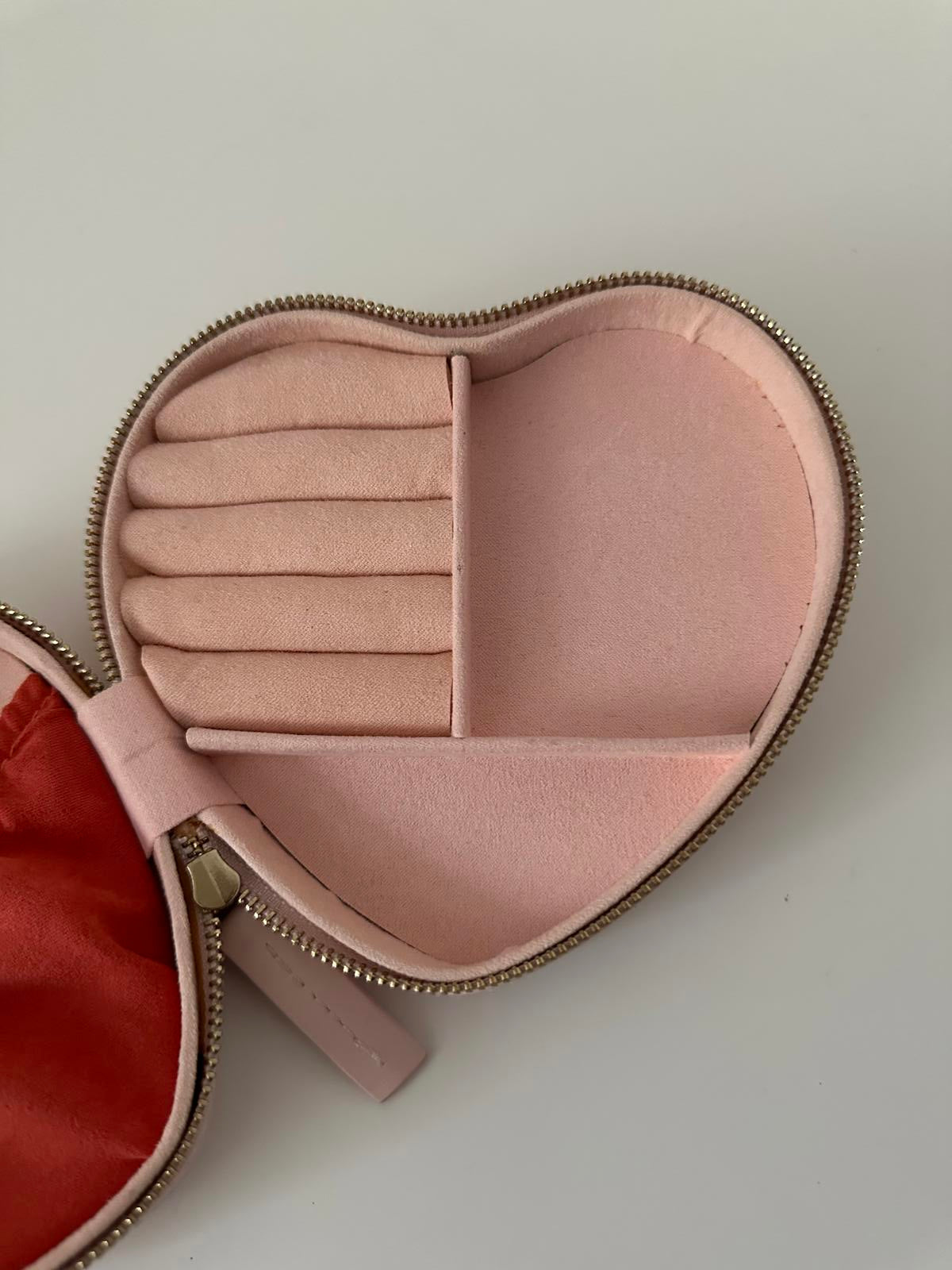 Lisa Angel Pink Heart-Shaped Travel Jewellery Case