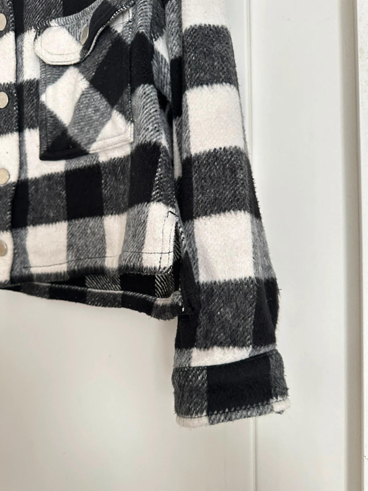 ZARA Black and White Checkered Cropped Jacket