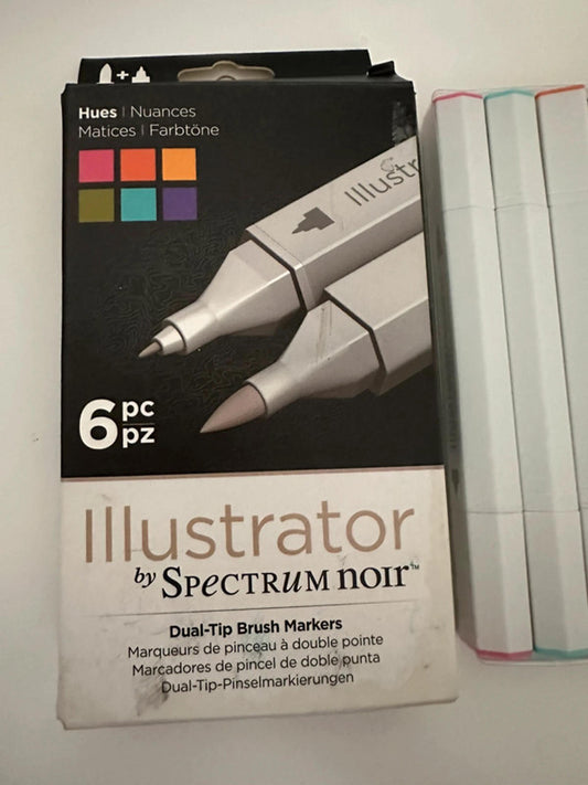 Spectrum Noir Illustrator Dual-Tip Brush Markers - 6 Pack