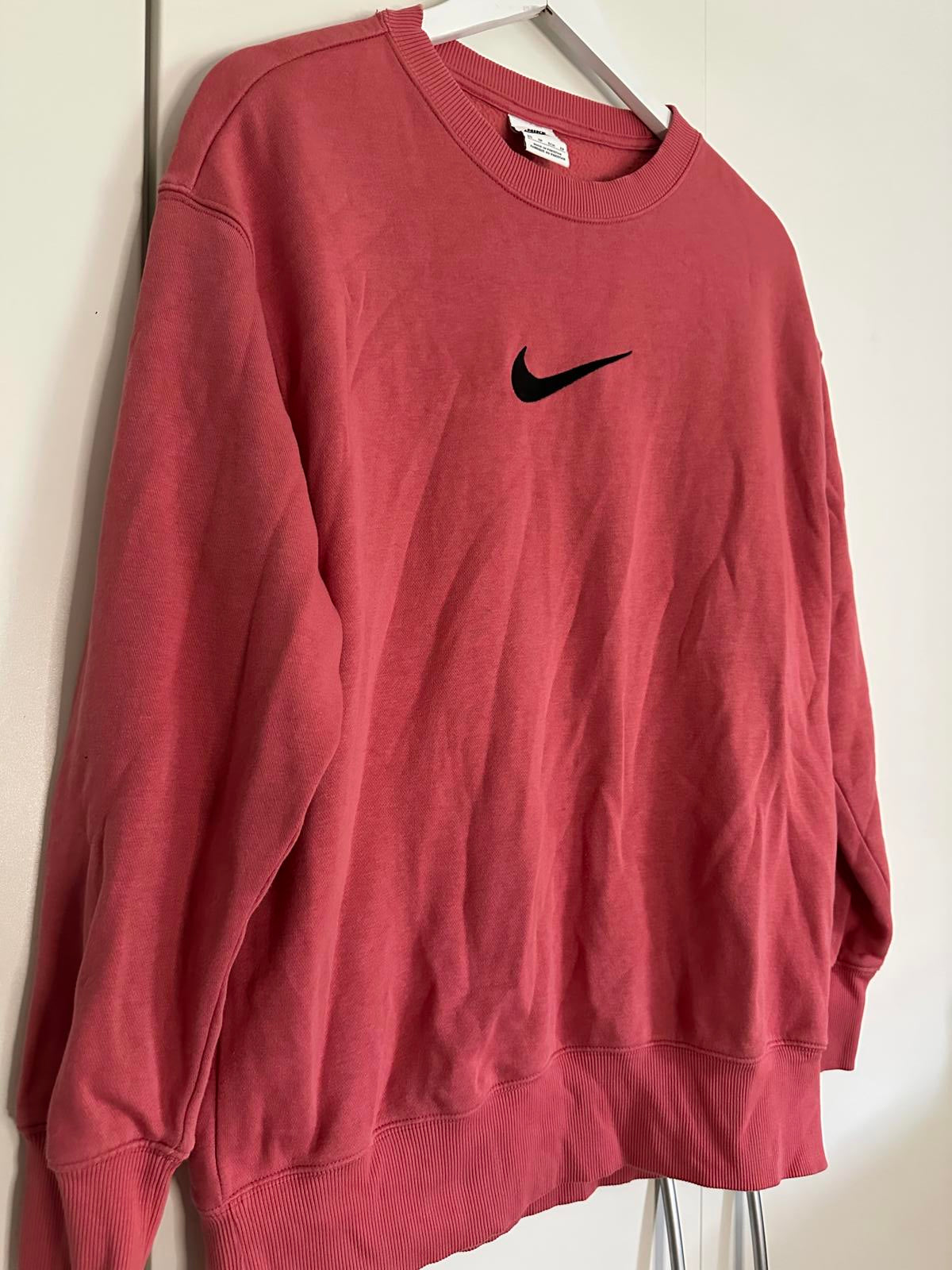 Nike Coral Pink Crewneck Sweatshirt with Black Swoosh