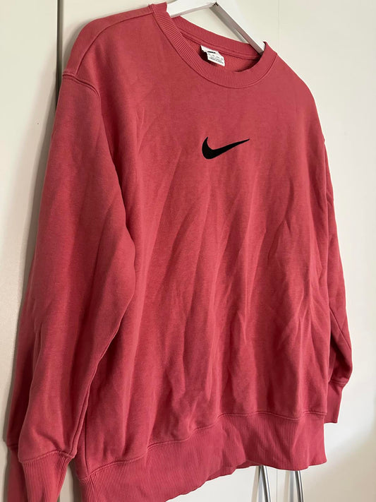 Nike Coral Pink Crewneck Sweatshirt with Black Swoosh