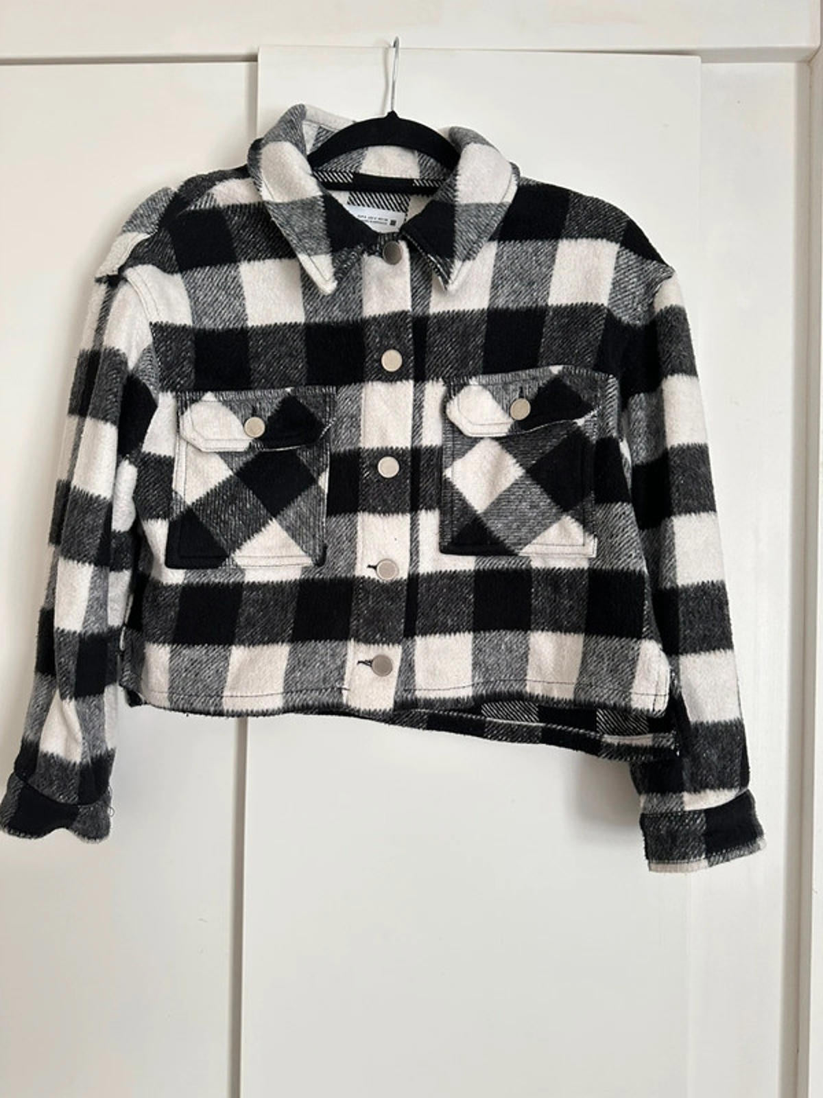 ZARA Black and White Checkered Cropped Jacket