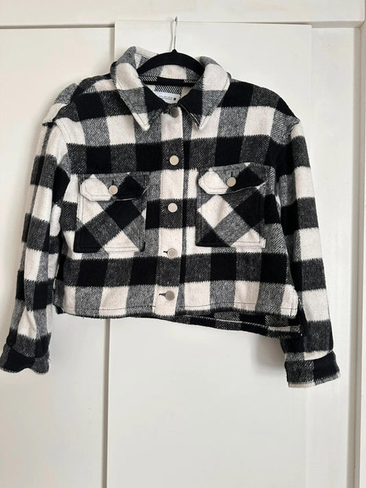ZARA Black and White Checkered Cropped Jacket