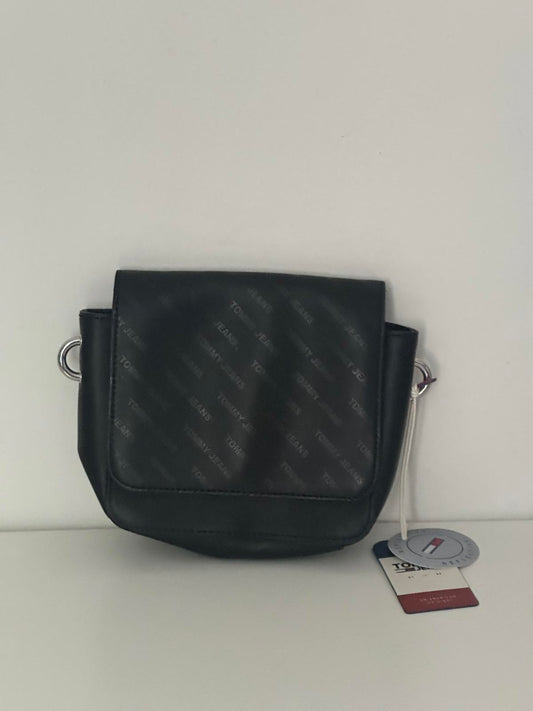 Tommy Jeans Black Crossbody Bag with Red Logo Strap