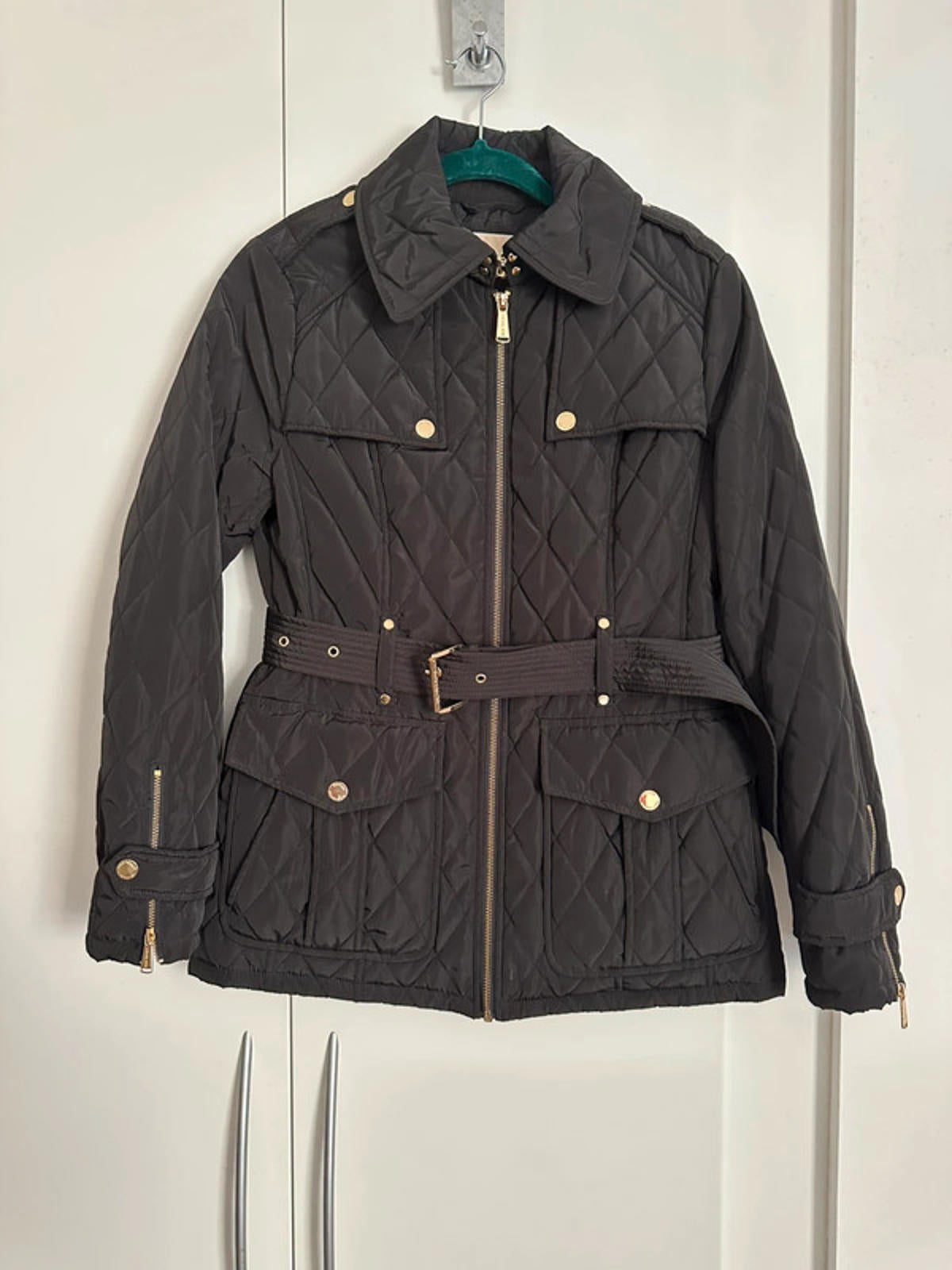 MK Black Quilted Jacket with Belt