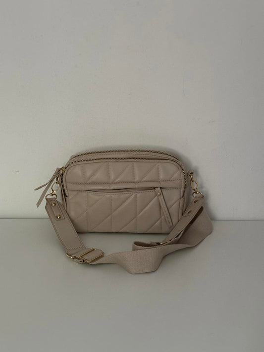 Primark Beige Quilted Crossbody Bag with Wide Strap
