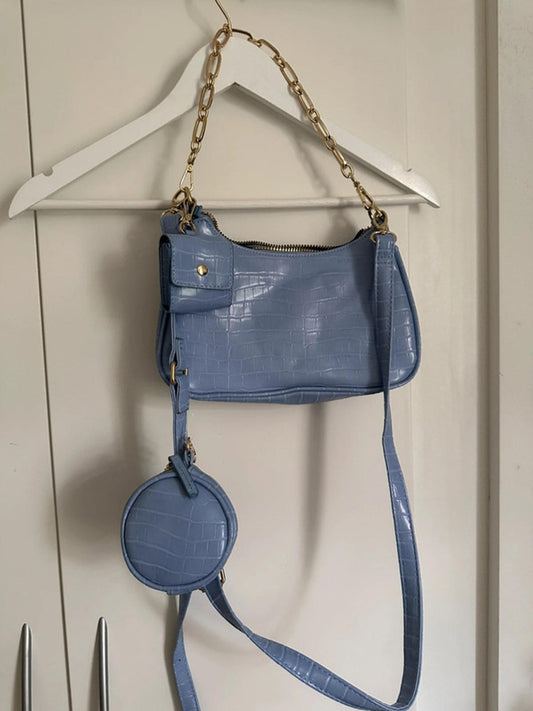 Blue & Gold Shoulder Bag with Strap