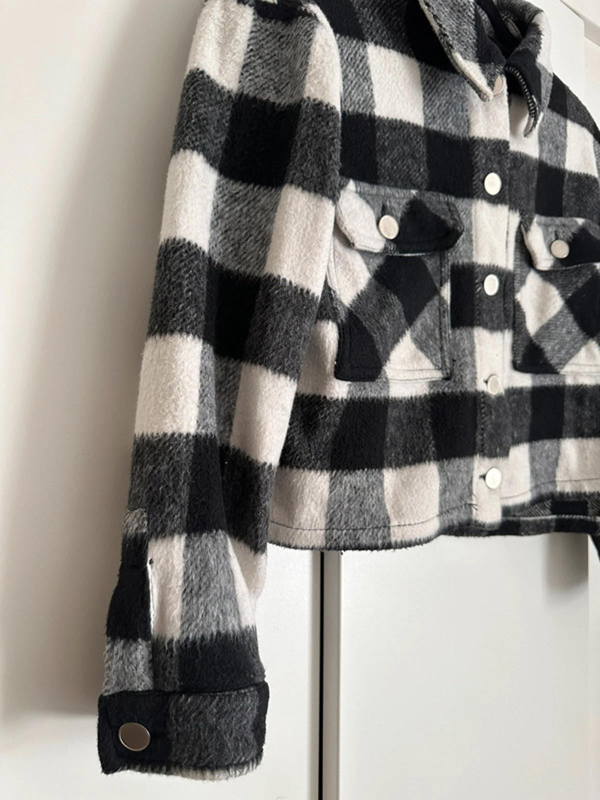 ZARA Black and White Checkered Cropped Jacket