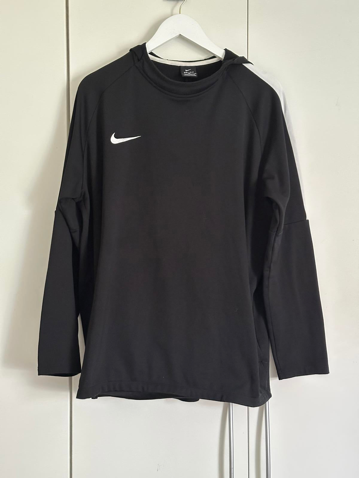 Nike Dri-FIT Black Hoodie with White Swoosh – XL
