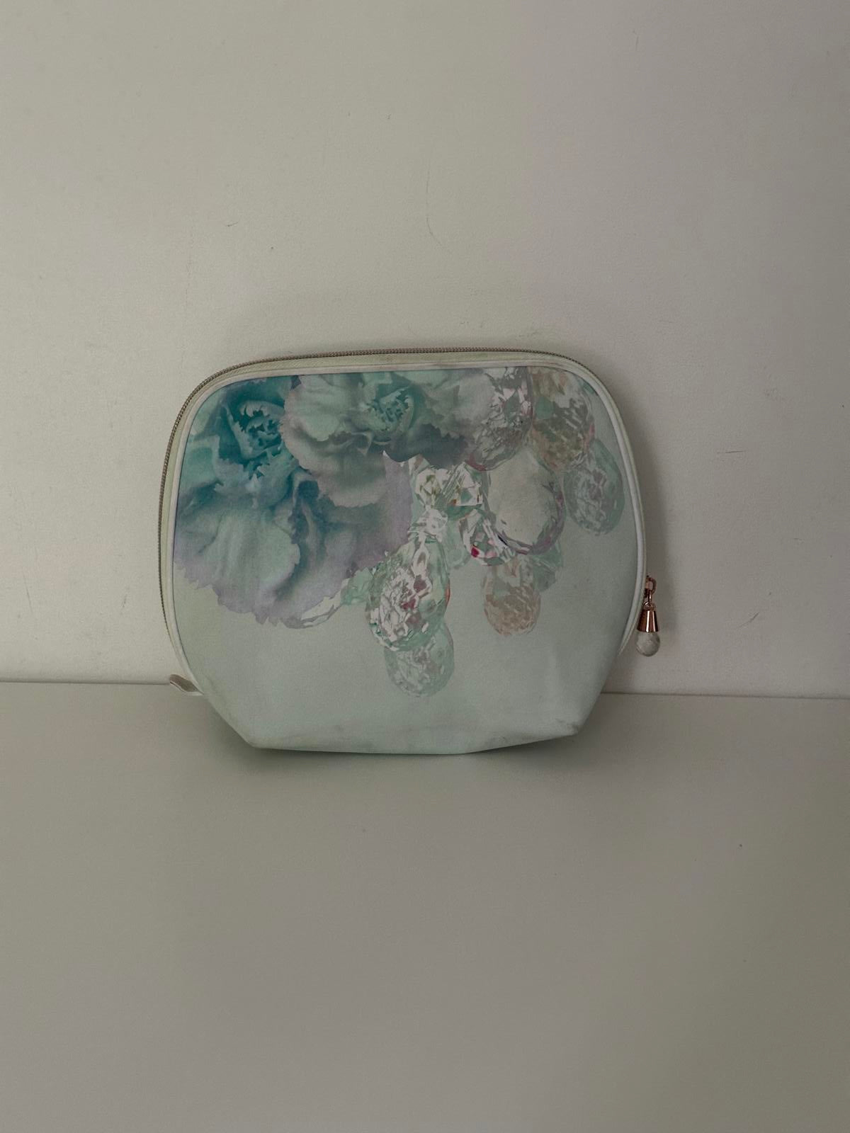 Ted Baker Mint Floral Cosmetic Bag with Rose Gold Details