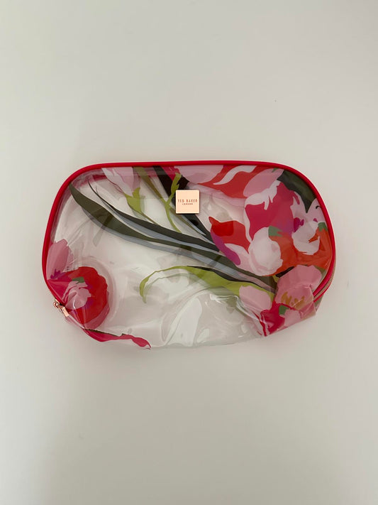 Ted Baker Clear Floral Makeup/Toiletry Bag – Rose Gold Zip