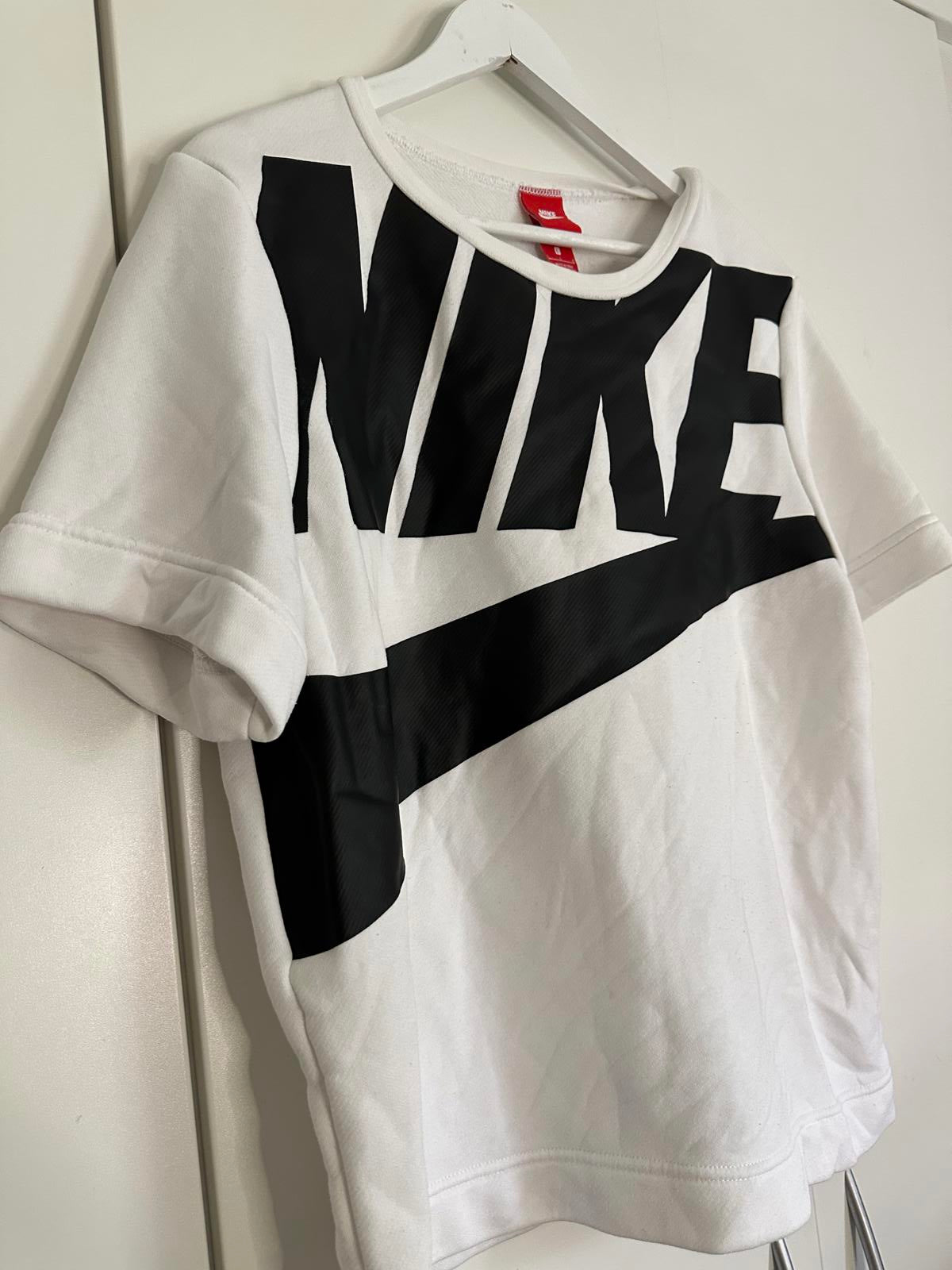 Nike White T-Shirt with Oversized Black Logo Print