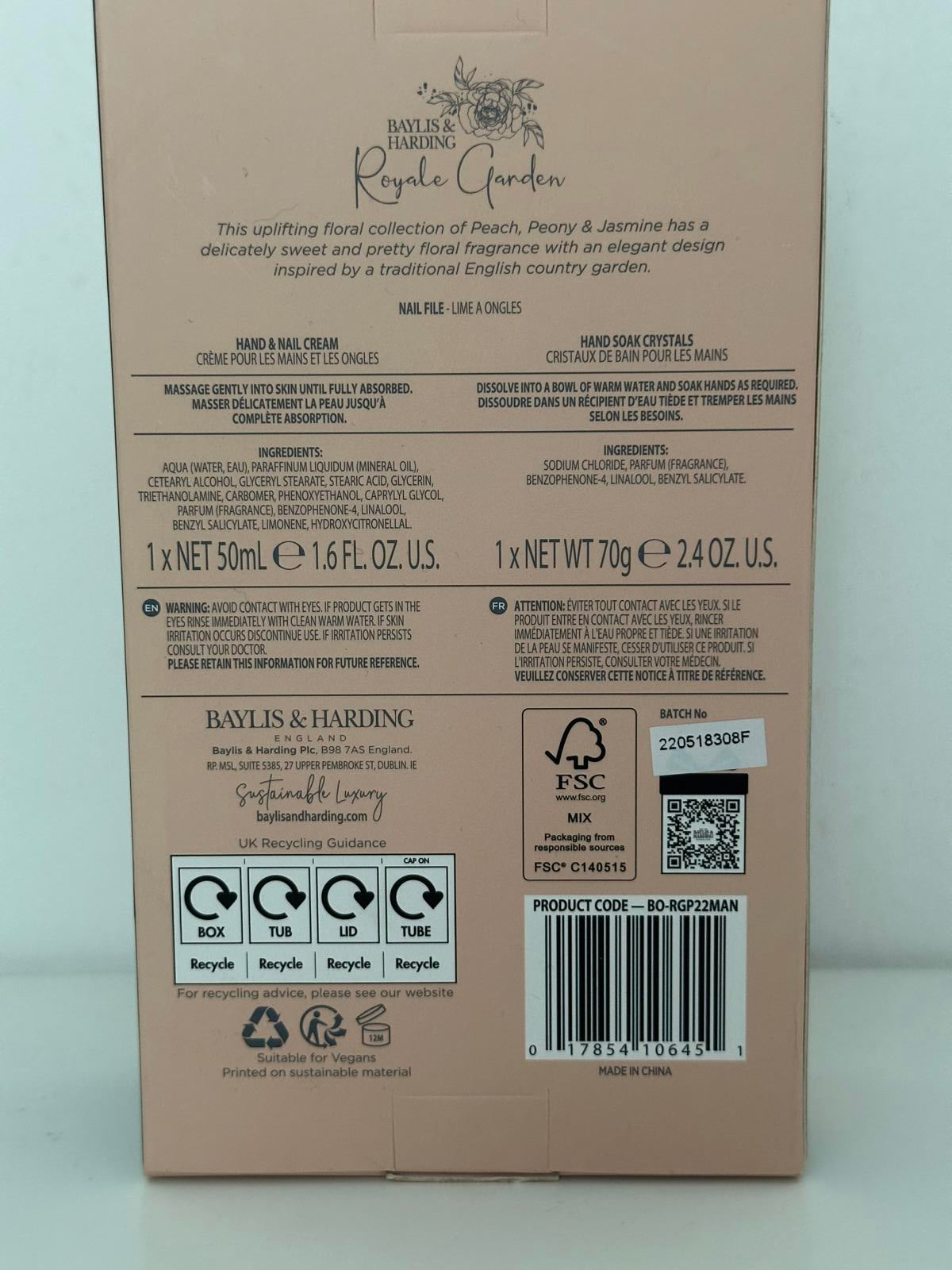 Baylis & Harding Royale Garden Luxury Manicure Gift Set – Peach, Peony & Jasmine